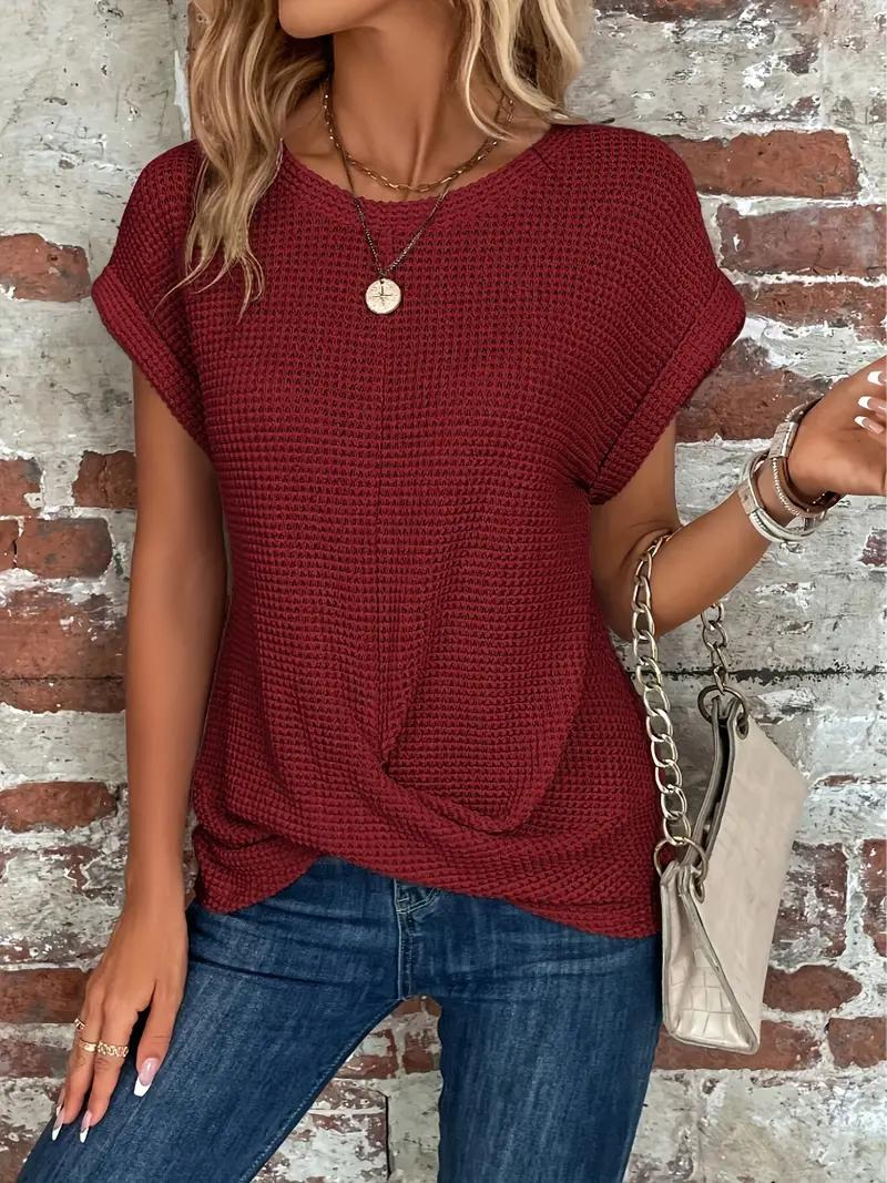 Valenzora | Casual textured knitted T-shirt for women