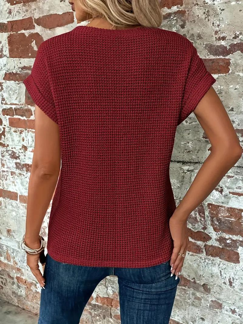 Valenzora | Casual textured knitted T-shirt for women