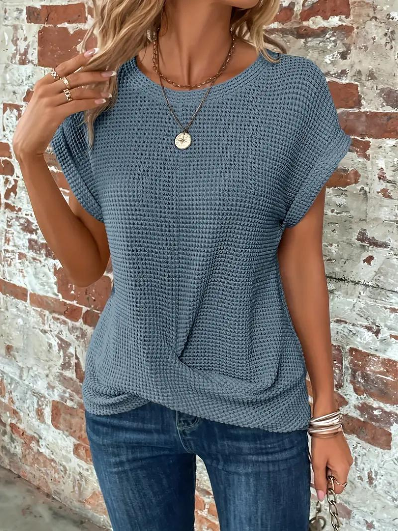 Valenzora | Casual textured knitted T-shirt for women