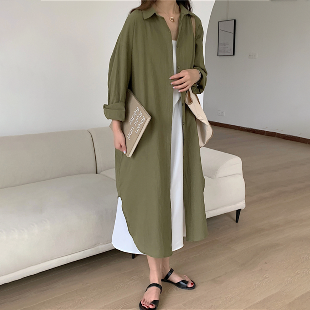 Valenzora: Langes Hemdblusenkleid für stilvollen Komfort