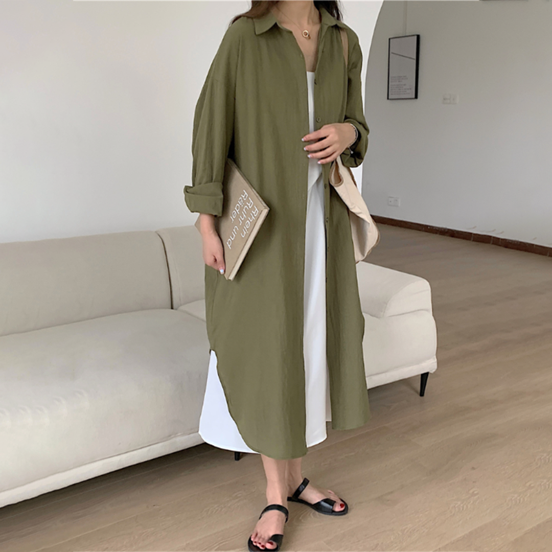 Valenzora: Langes Hemdblusenkleid für stilvollen Komfort