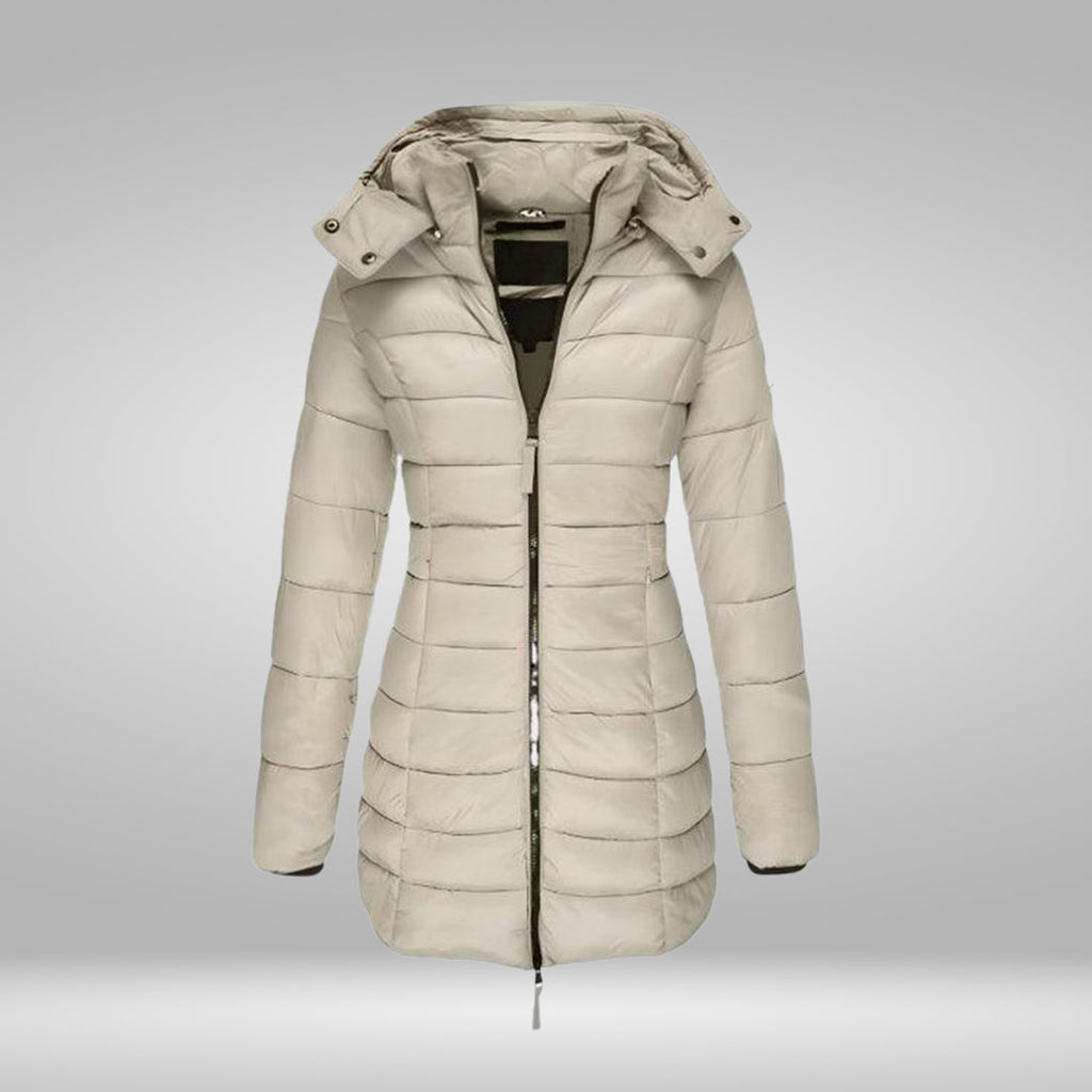 Valenzora – Stylish long coat with soft lining and hood