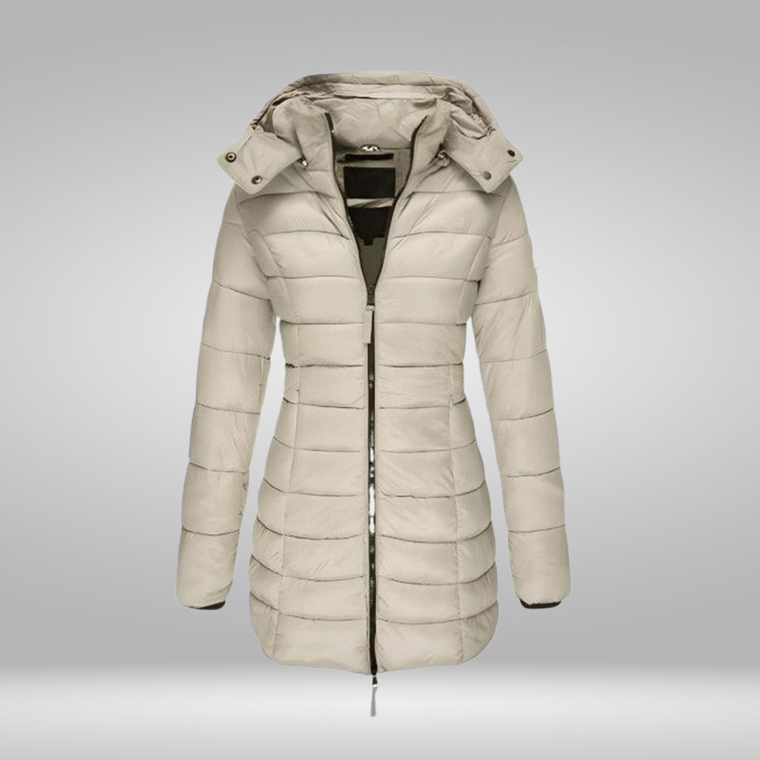Valenzora – Stylish long coat with soft lining and hood