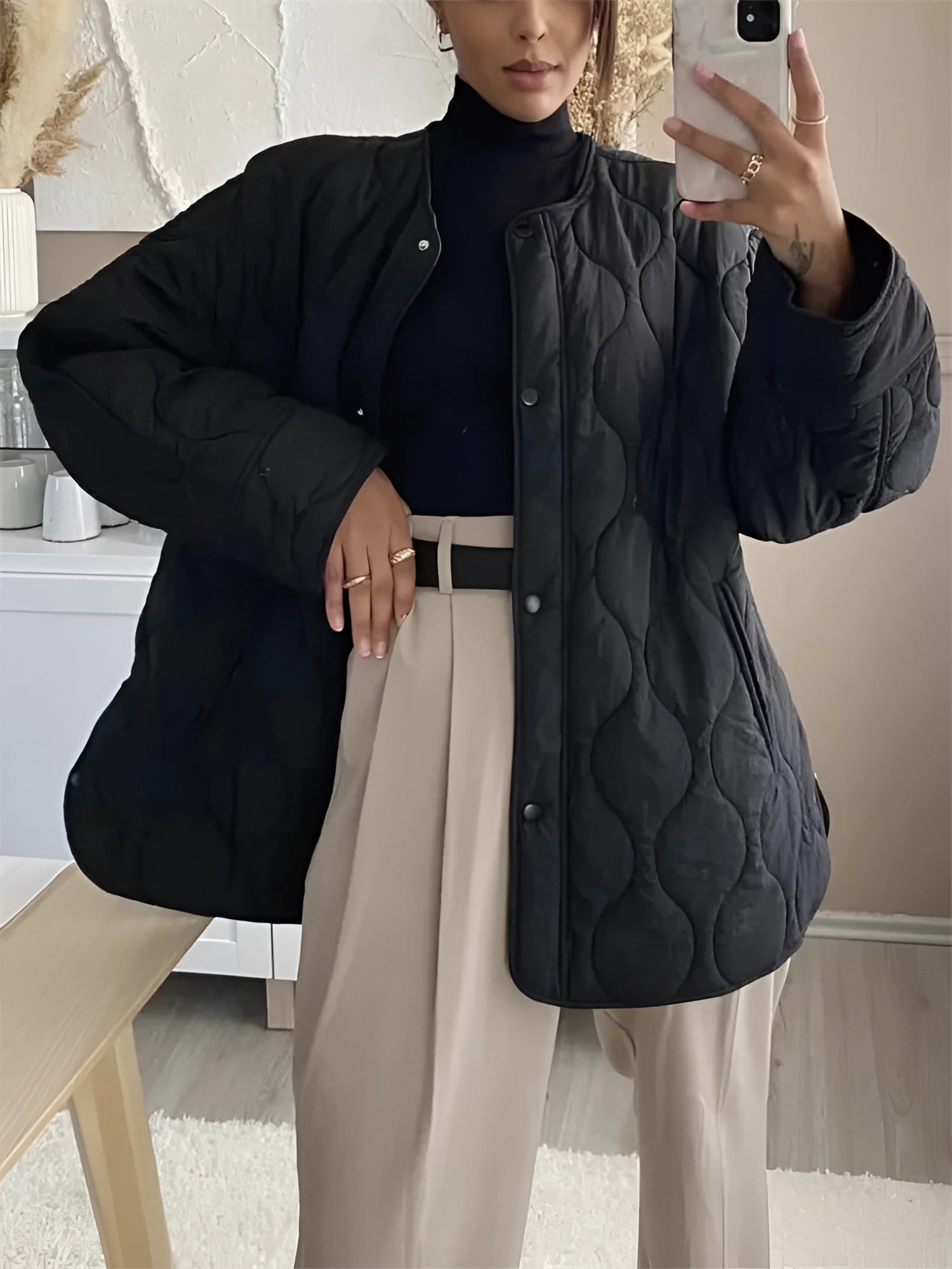 Valenzora | Warm round neck long sleeve jacket