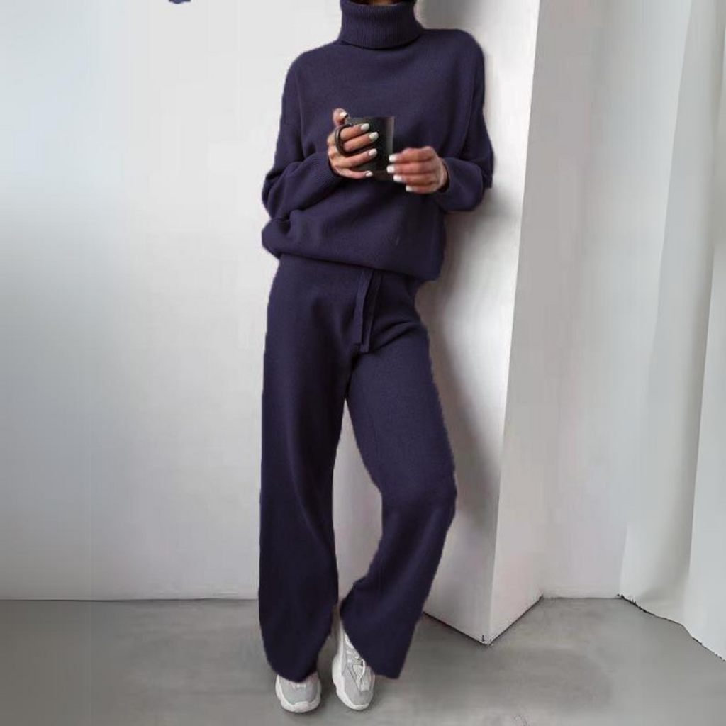 Valenzora | Bequemes 2-teiliges Set bestehend aus einem Rollkragenpullover und einer langen Hose