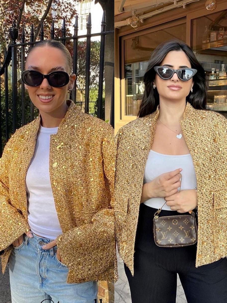 Valenzora | Casual bomber jacket with gold sequins