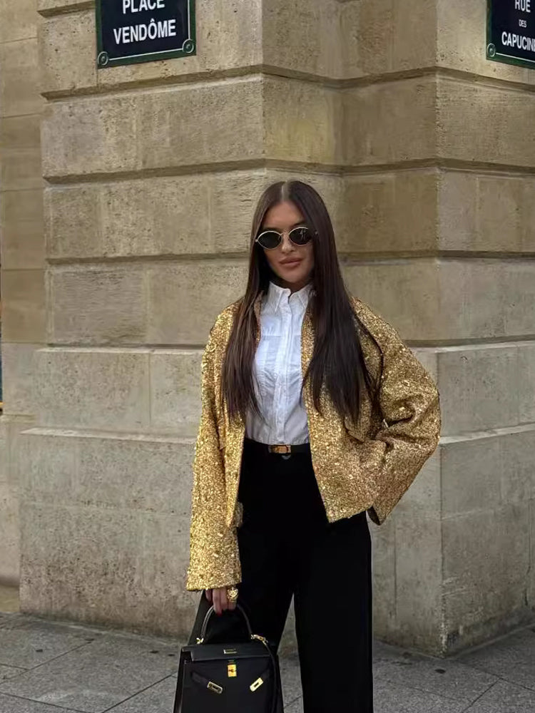 Valenzora | Casual bomber jacket with gold sequins