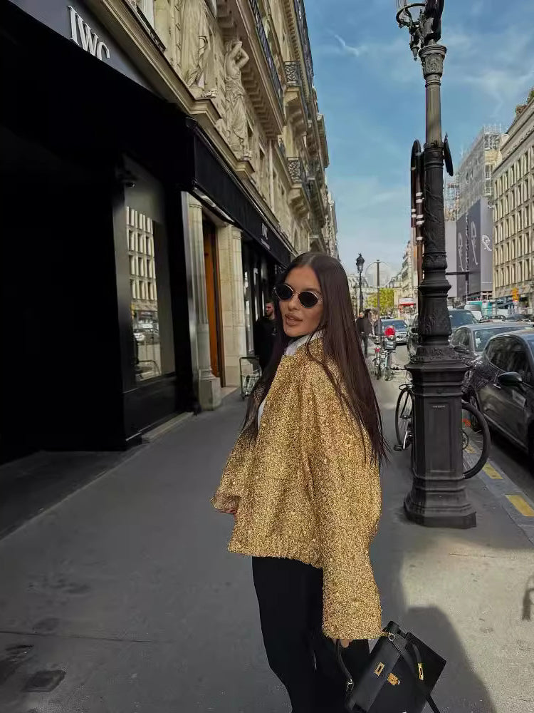 Valenzora | Casual bomber jacket with gold sequins