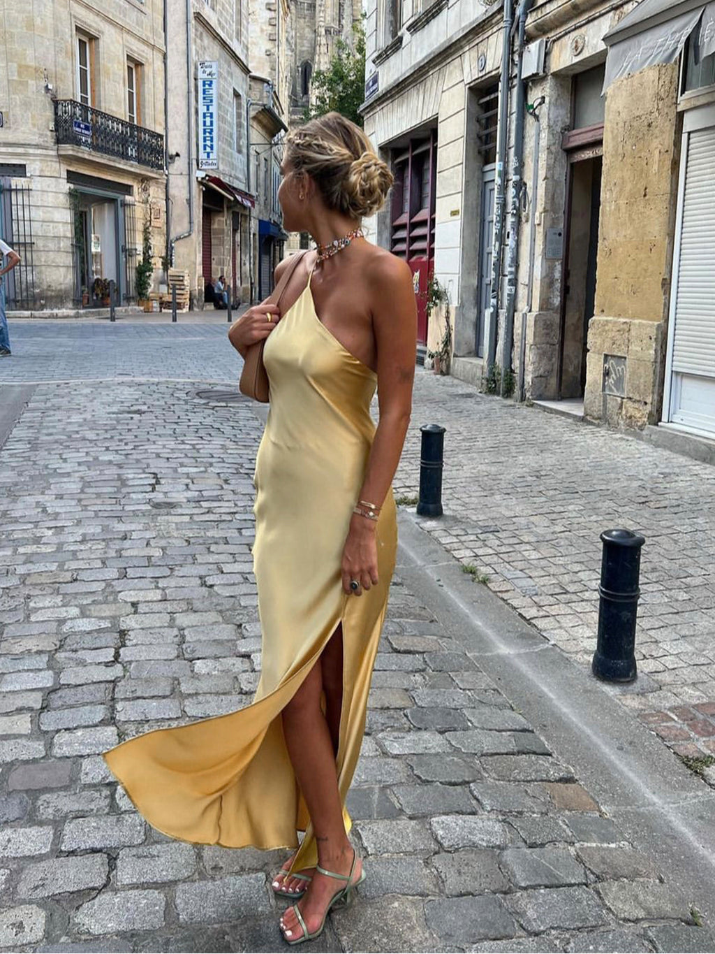 Valenzora | Satin Maxi Dress with Open Back