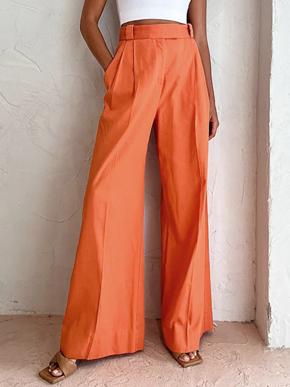 Valenzora | Vitamin C Linen Cotton Wide Leg Trousers
