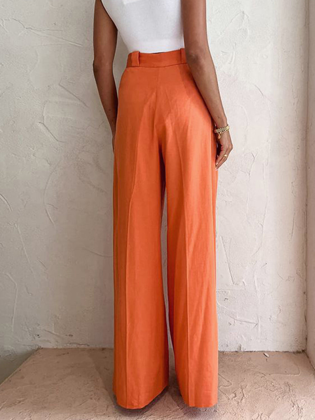 Valenzora | Vitamin C Linen Cotton Wide Leg Trousers