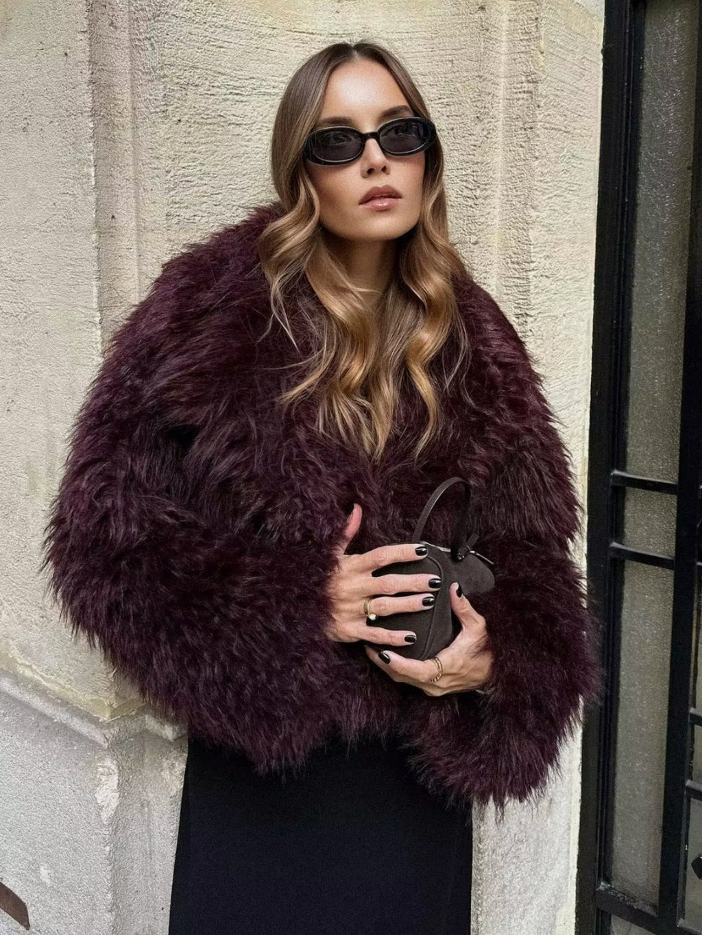 Valenzora | Fluffy faux fur short jacket