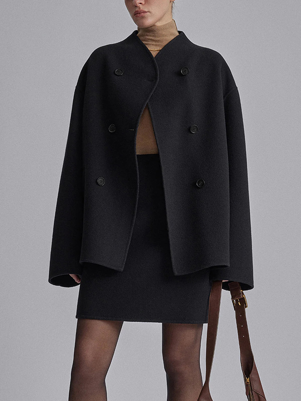 Valenzora | Women's Button-Down Jacket - Short Beige Jacket with a Modern Cut