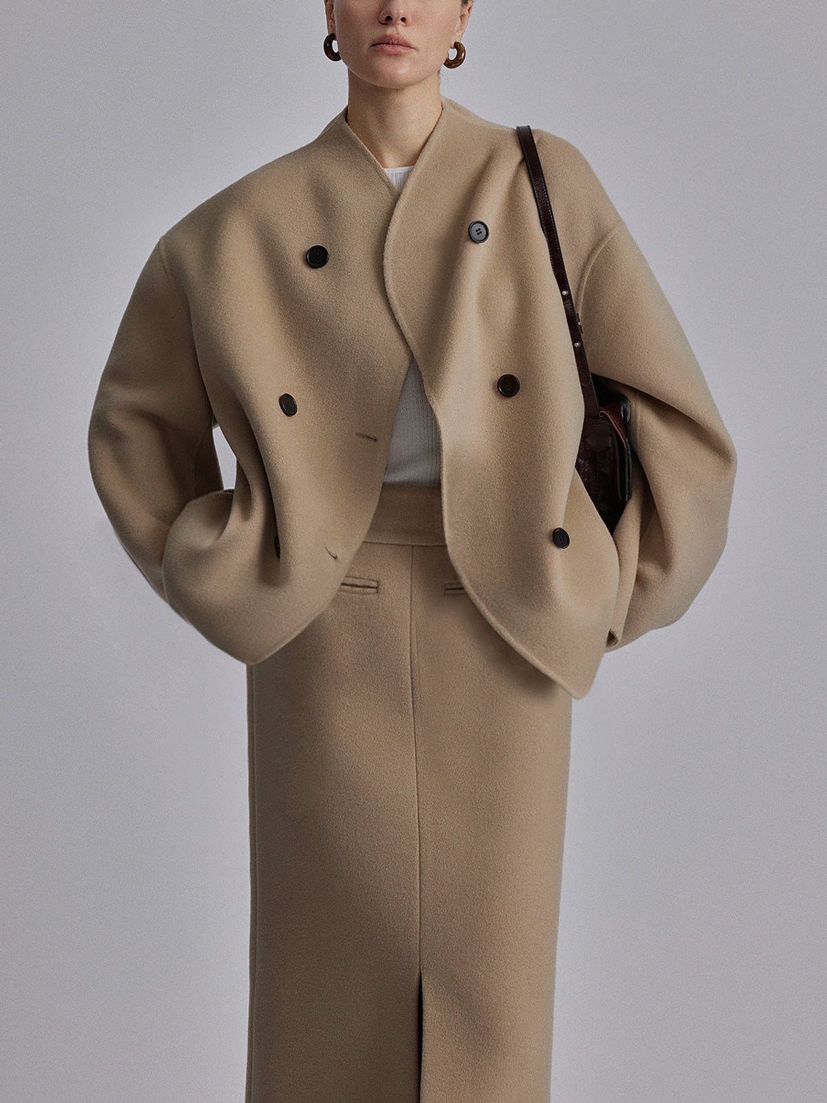 Valenzora | Women's Button-Down Jacket - Short Beige Jacket with a Modern Cut