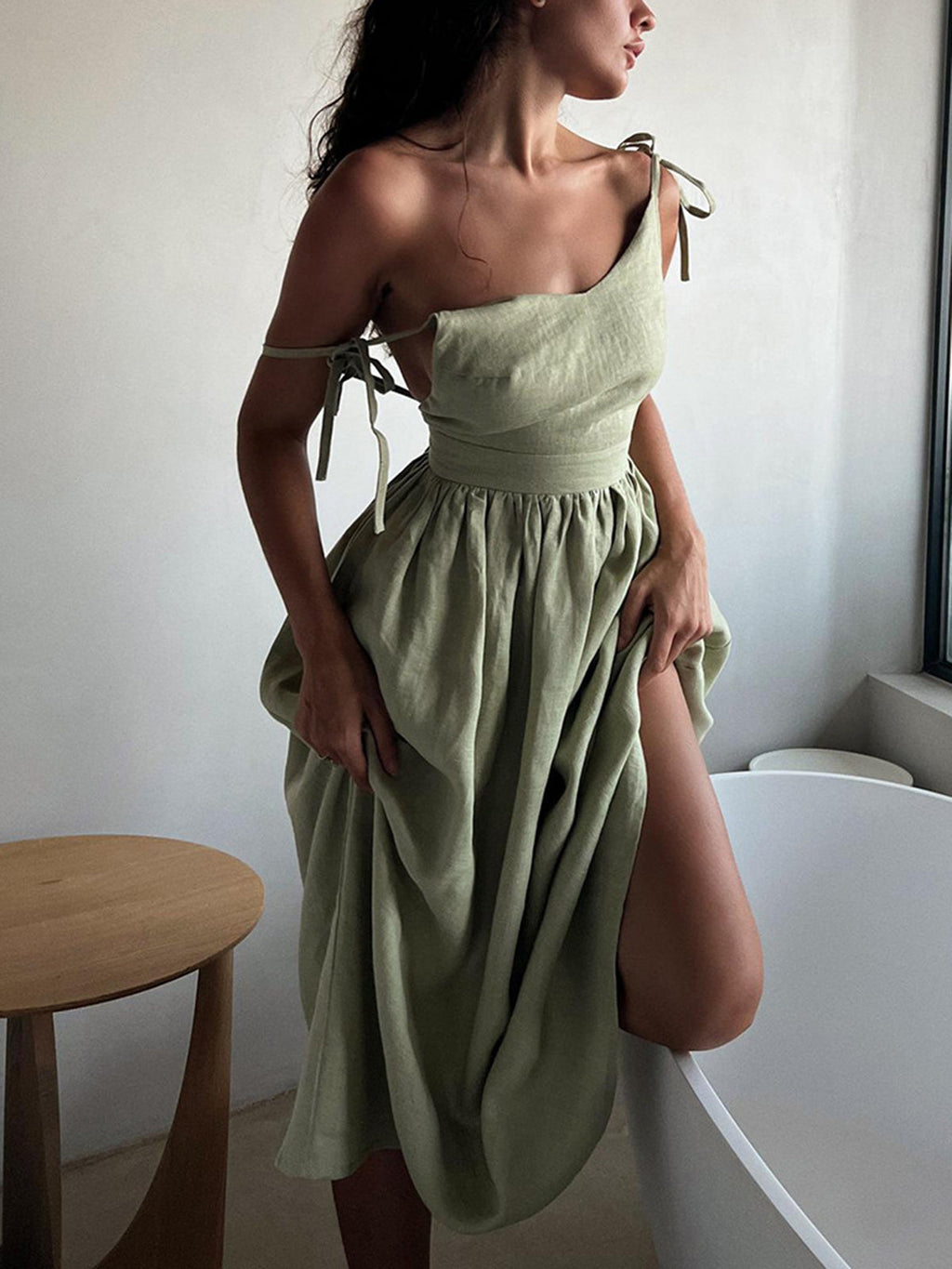 Valenzora | Cotton & Linen Backless Long Dress