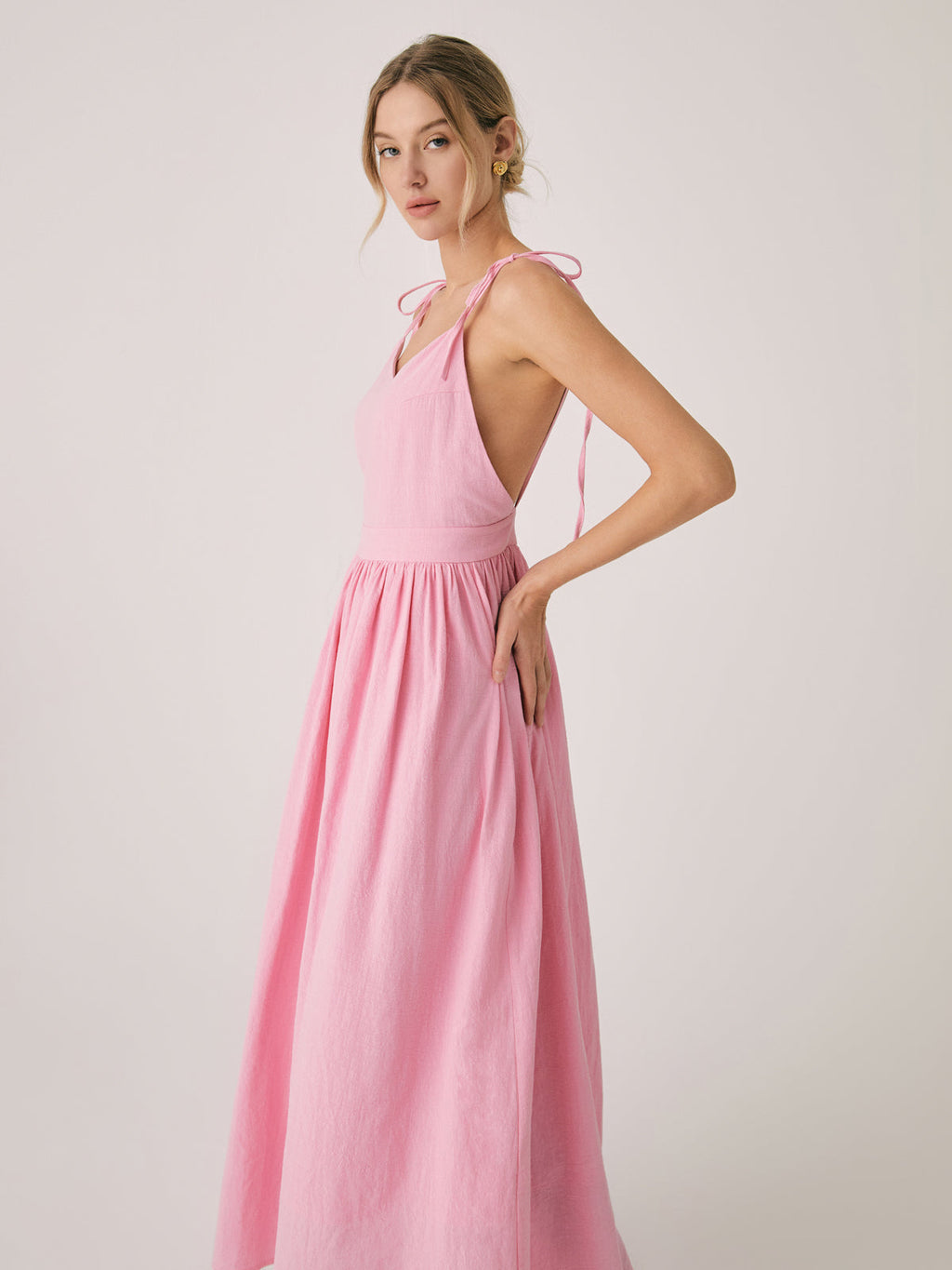 Valenzora | Cotton & Linen Backless Long Dress