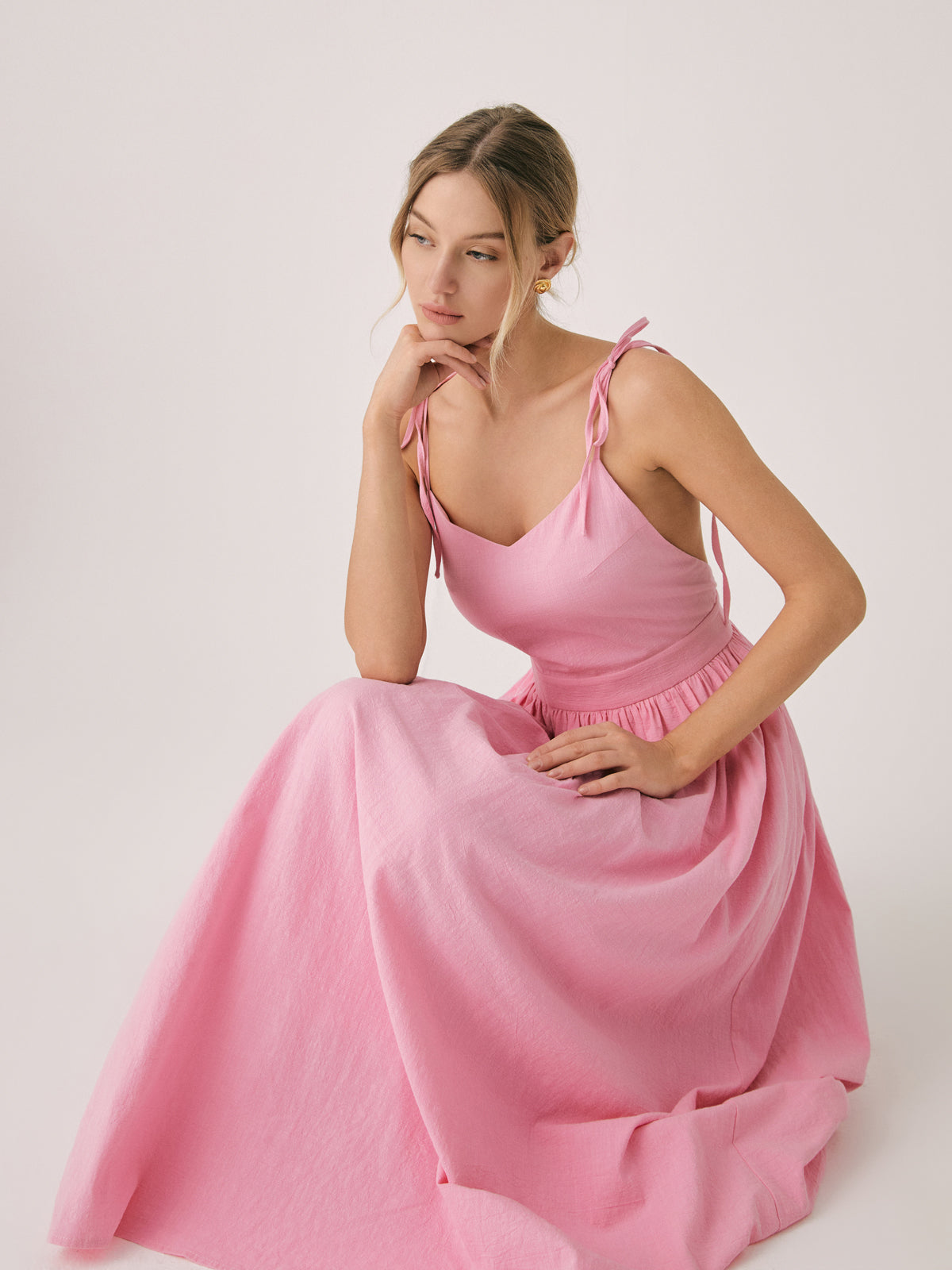 Valenzora | Cotton & Linen Backless Long Dress