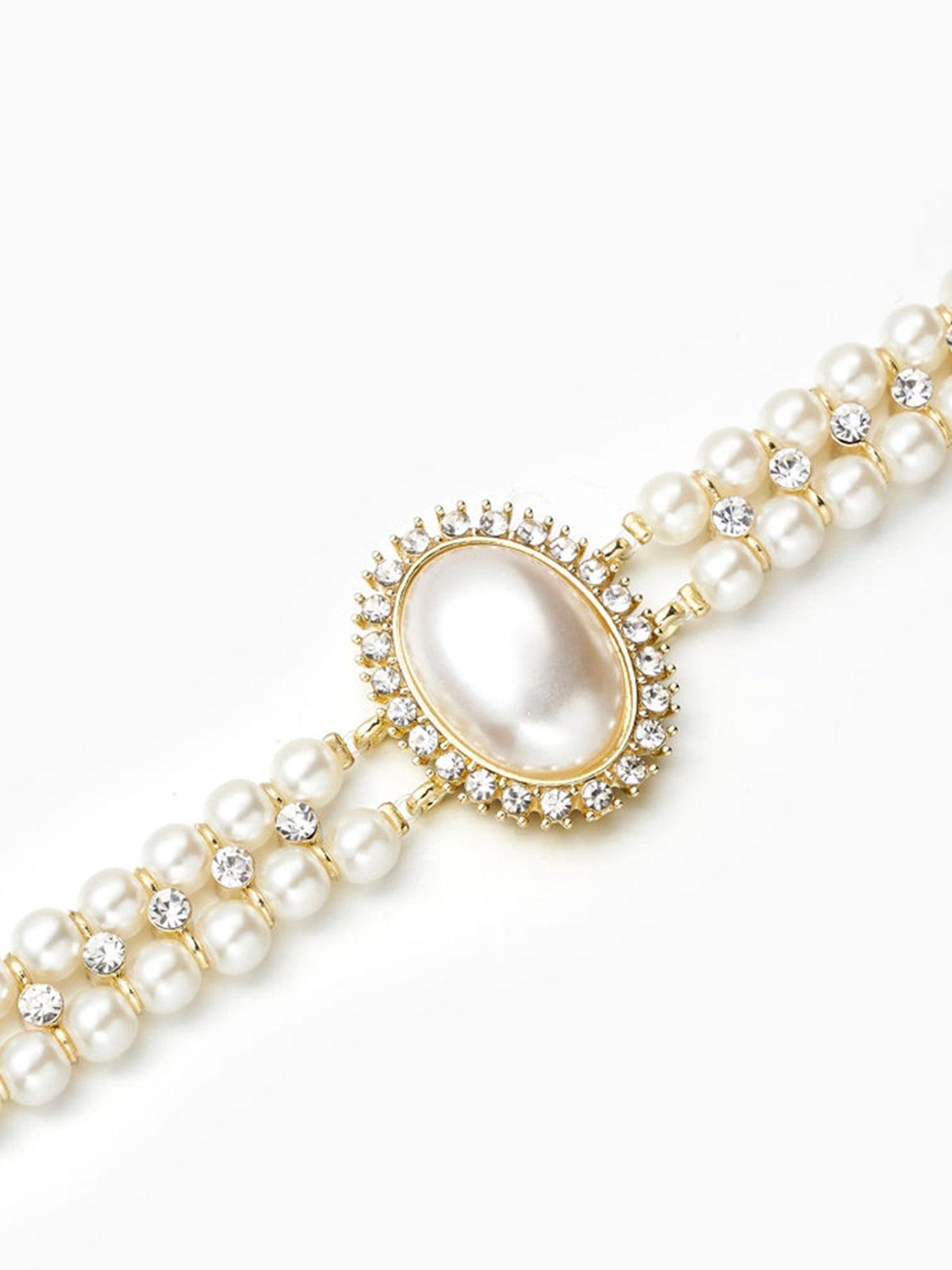 Valenzora | Vintage Double Layer Choker Necklace with Pearls