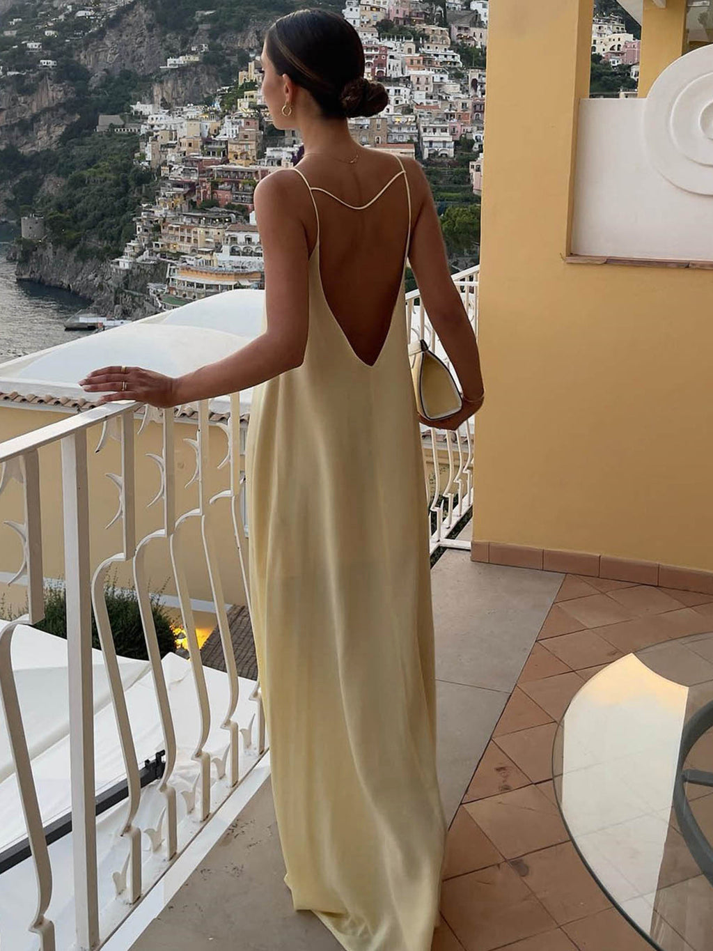 Valenzora | Backless Holiday Satin Dress Long