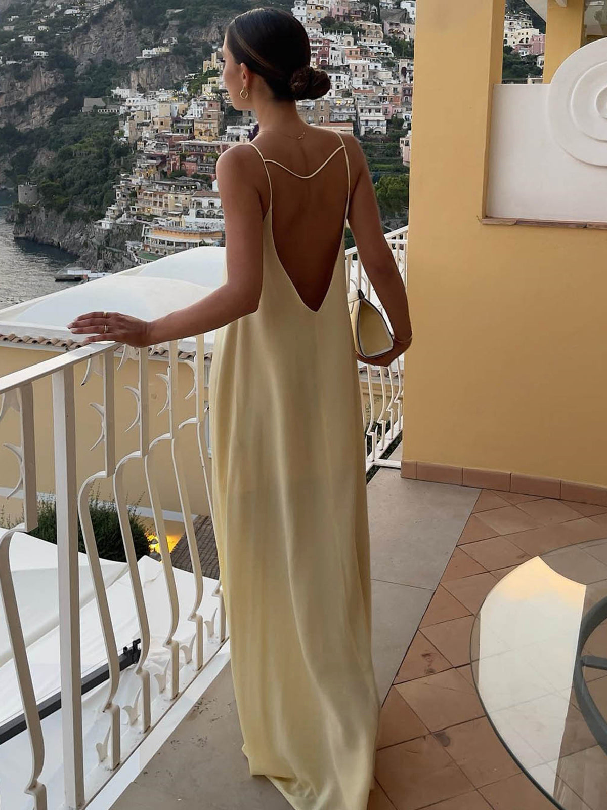 Valenzora | Backless Holiday Satin Dress Long