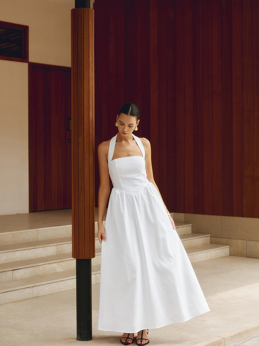 Valenzora | Trägerloses A-Linien-Maxikleid aus Baumwolle & Leinen