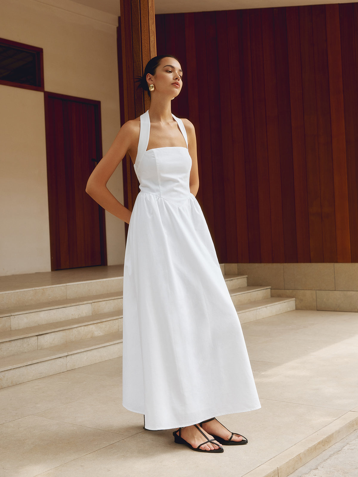 Valenzora | Trägerloses A-Linien-Maxikleid aus Baumwolle & Leinen