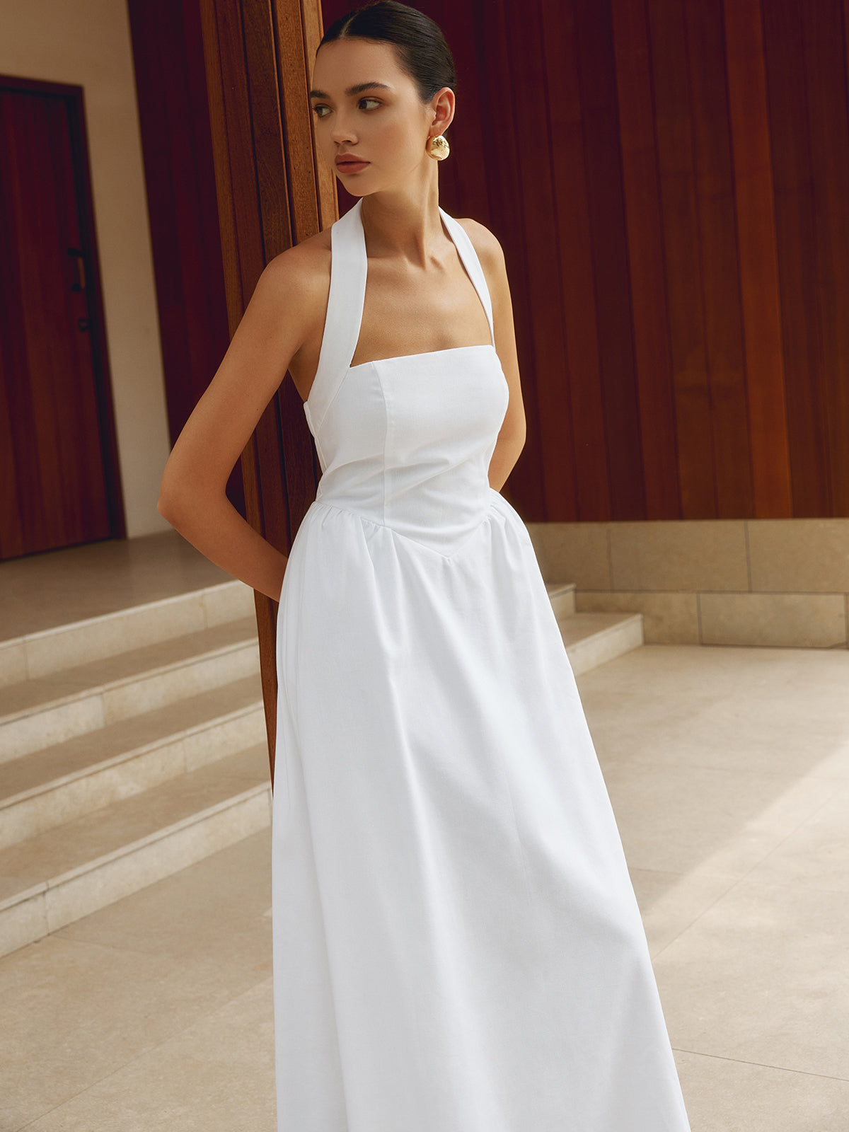 Valenzora | Trägerloses A-Linien-Maxikleid aus Baumwolle & Leinen