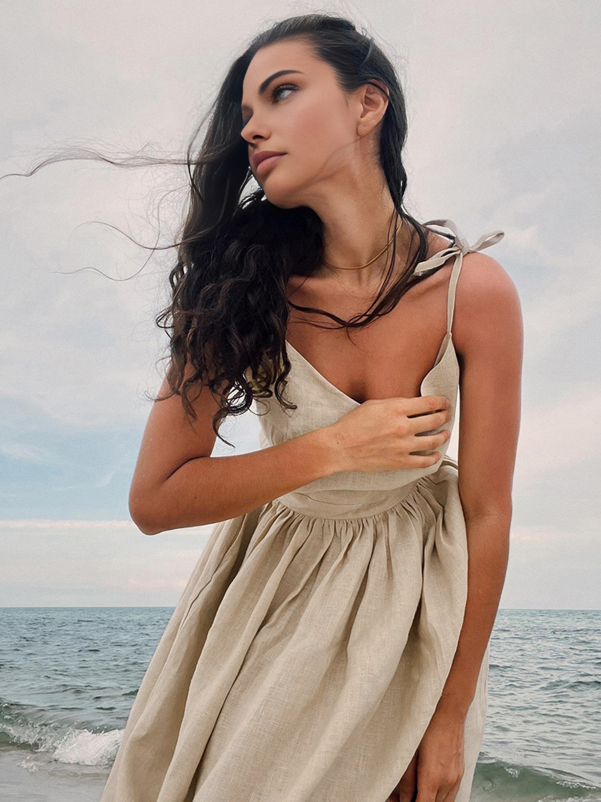 Valenzora | Cotton & Linen Backless Long Dress