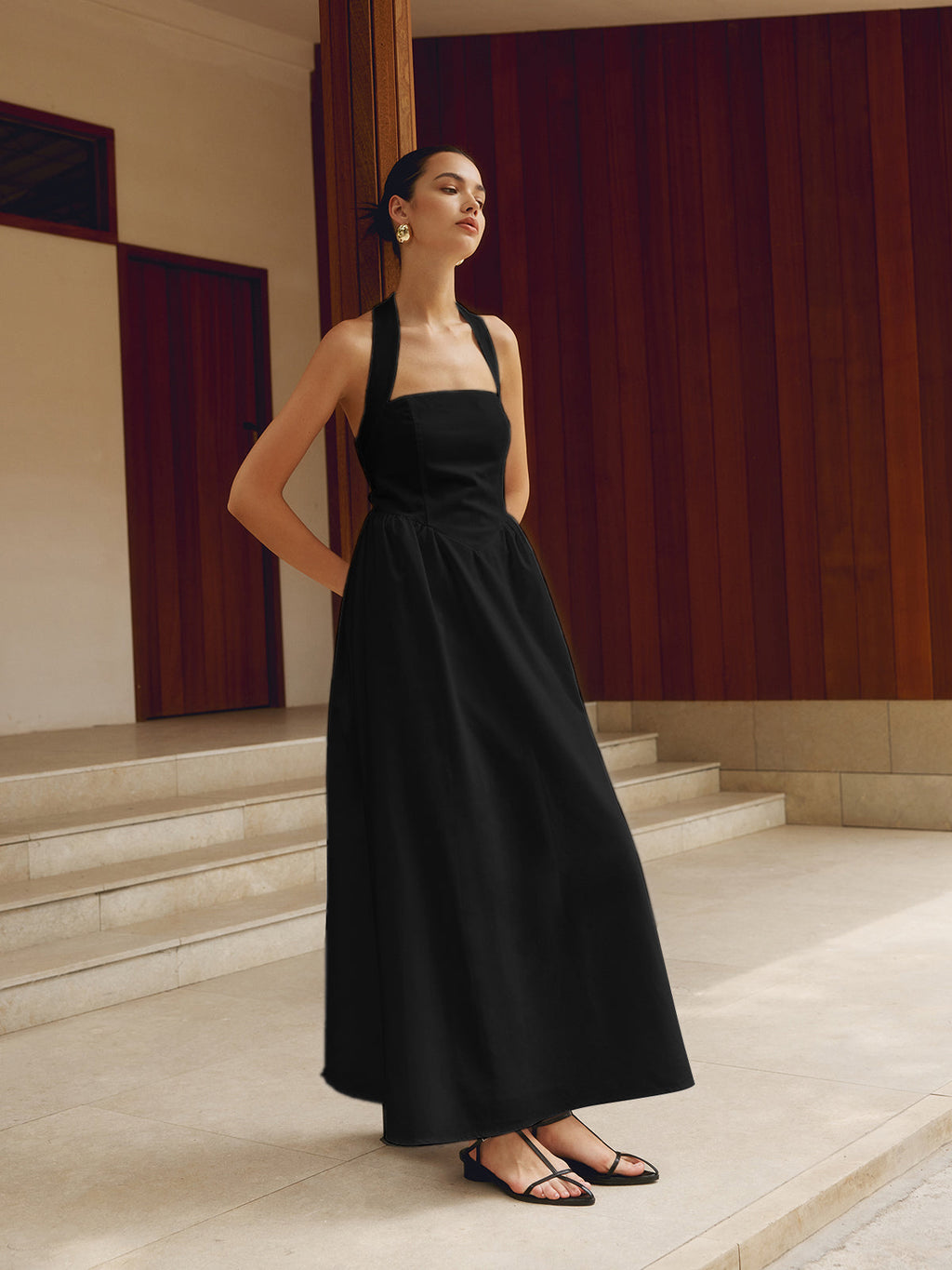 Valenzora | Trägerloses A-Linien-Maxikleid aus Baumwolle & Leinen