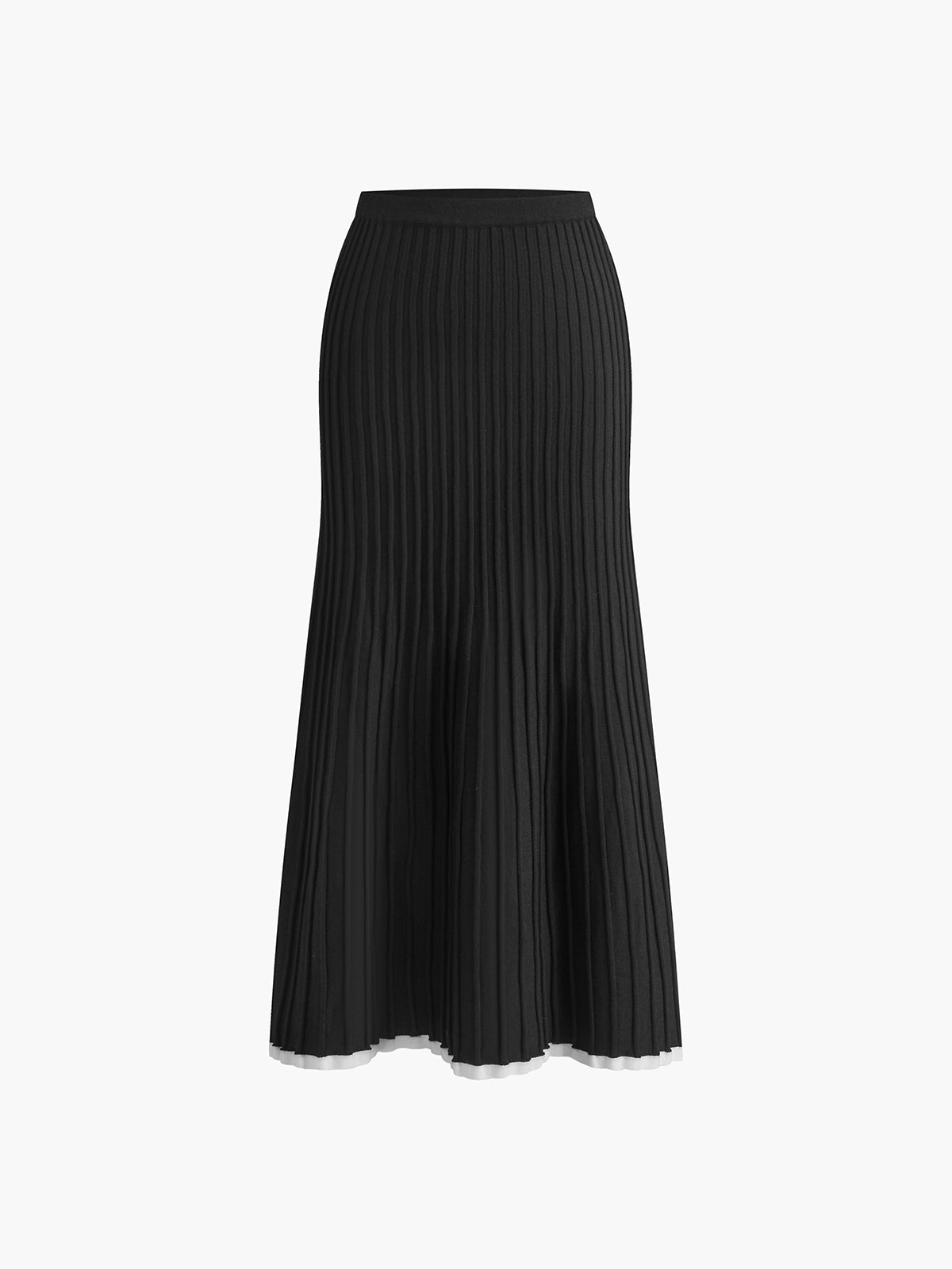 Valenzora | Pullover Skirt Set V-neck Short Sleeve Top Pleated Midi Skirt Knit Fabric