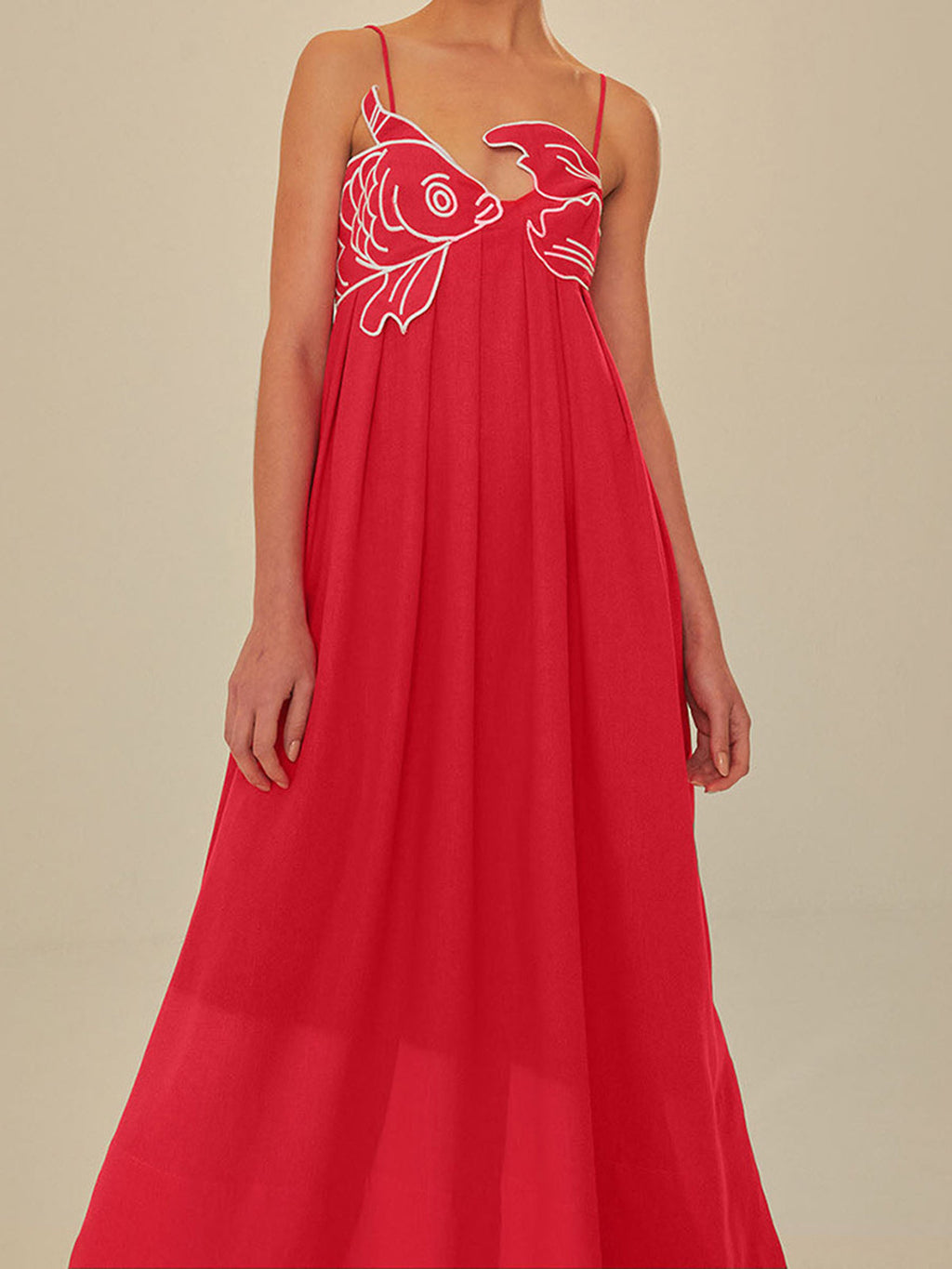 Valenzora | Embroidered Fish Semi-Transparent Cami Dress