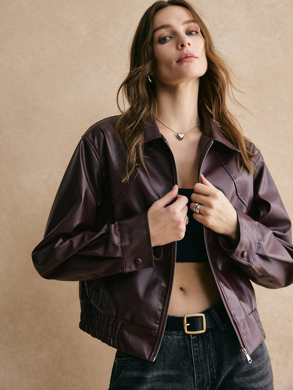 Valenzora | Cropped Leather Jacket: Modern, Elegant & Timeless