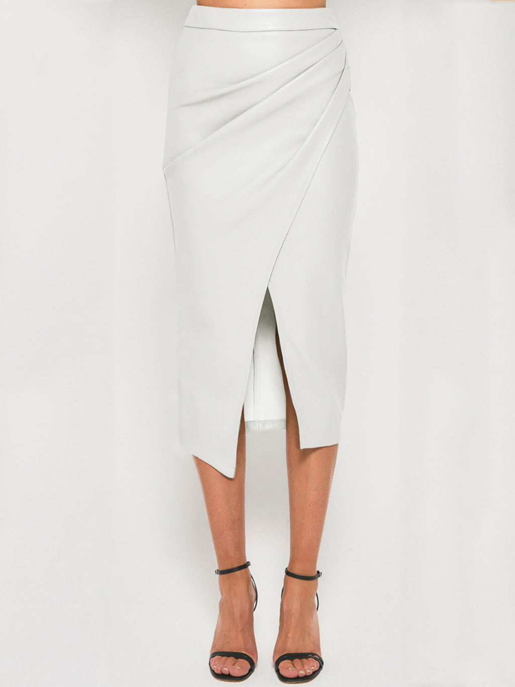 Valenzora | Pleated Split PU Leather Skirt for Women