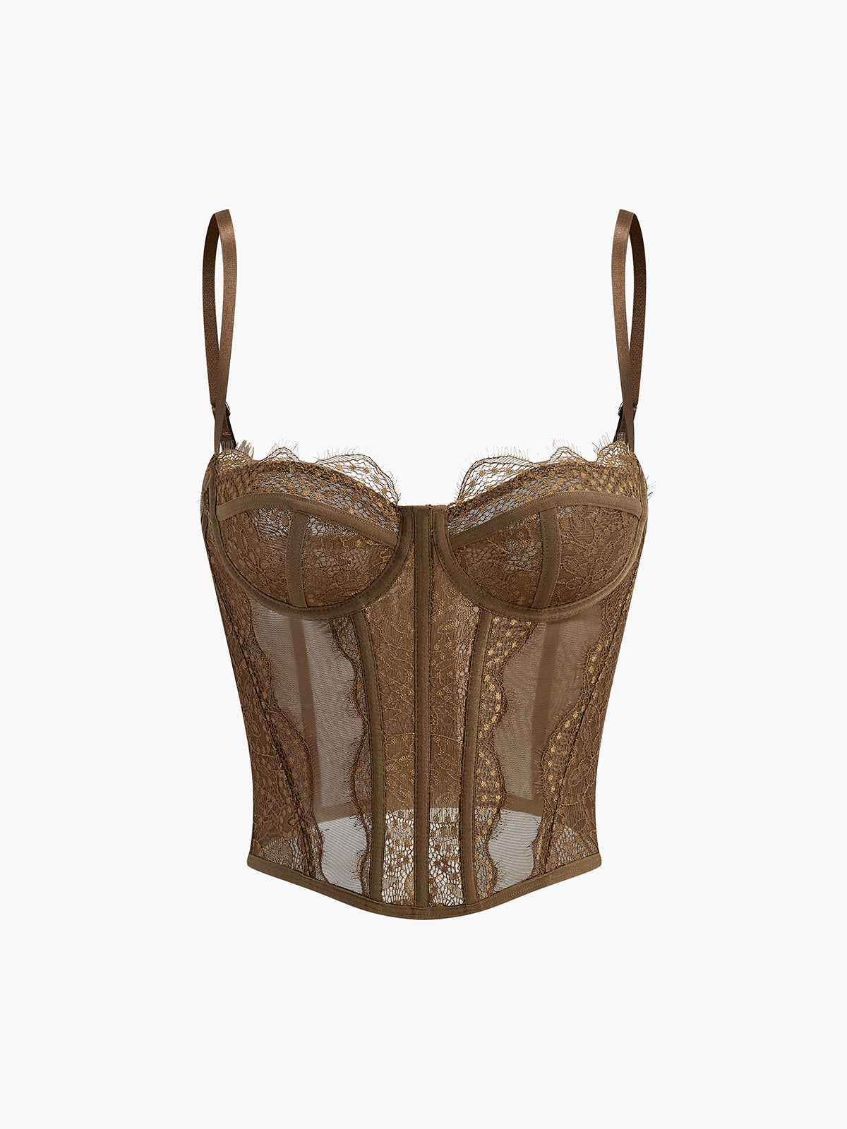 Valenzora | Semi-Sheer Spaghetti Strap Lace Corset