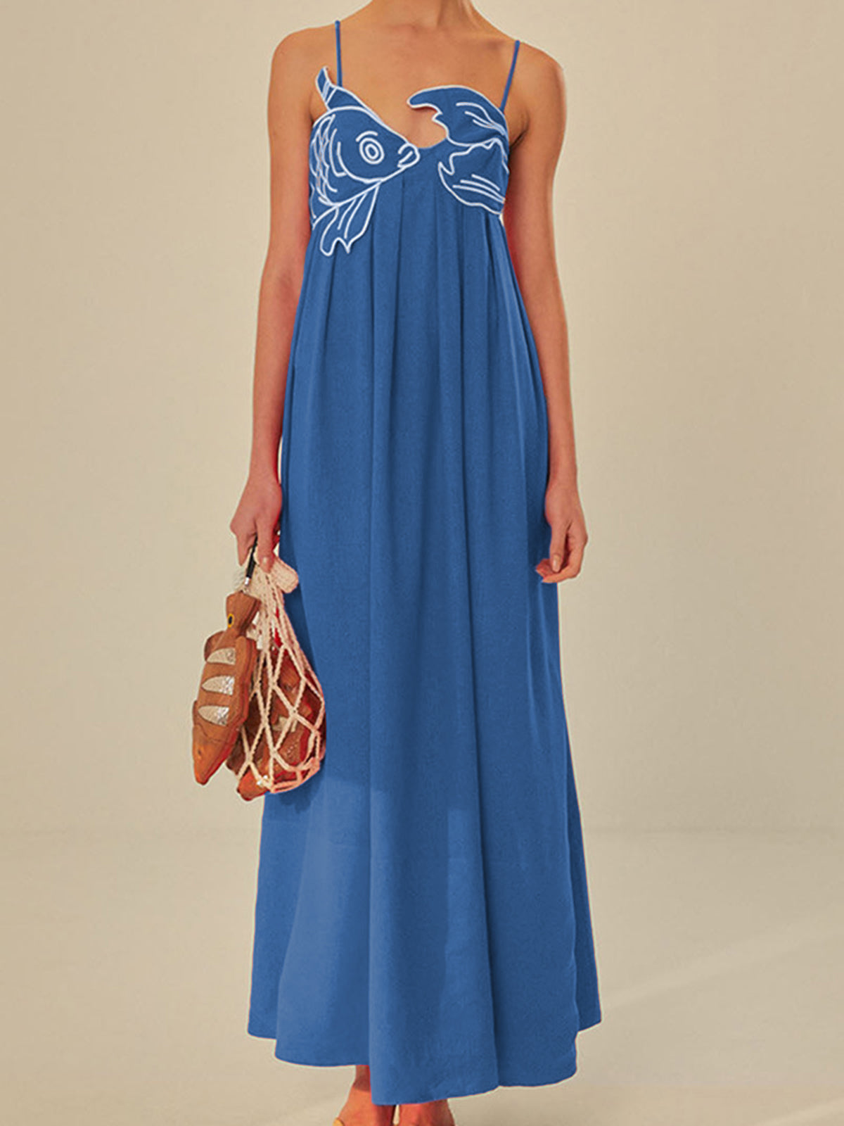 Valenzora | Embroidered Fish Semi-Transparent Cami Dress