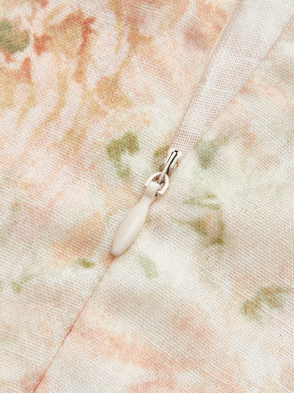 Valenzora | Cotton & Linen Puff Sleeve Floral Belt Dress