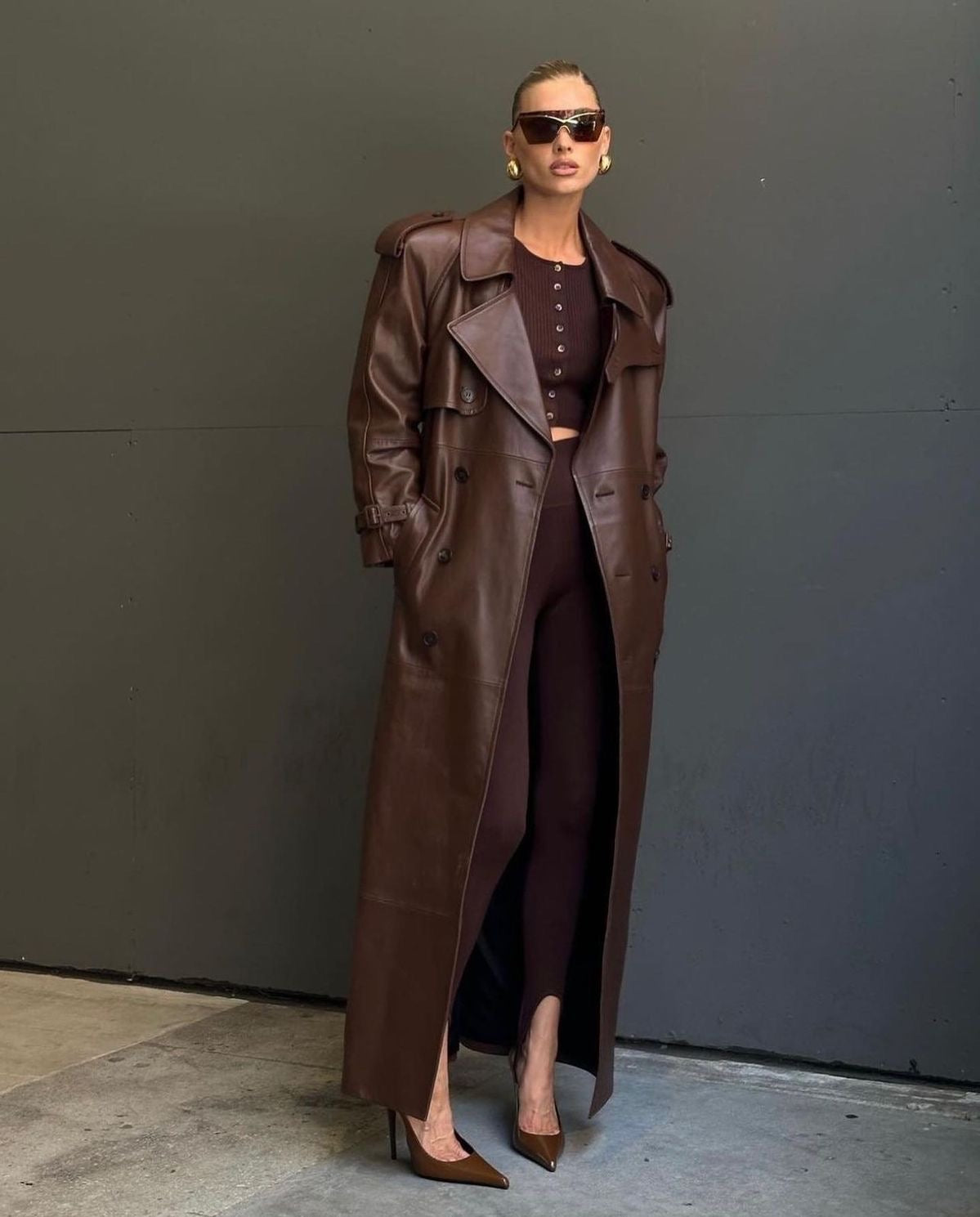 Valenzora | Elegant Leather Trench Coat Autumn Chic
