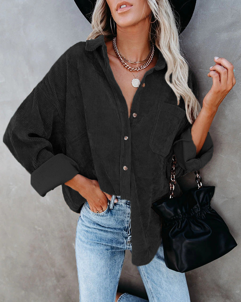 Valenzora - Women's oversized corduroy shirt for casual chic