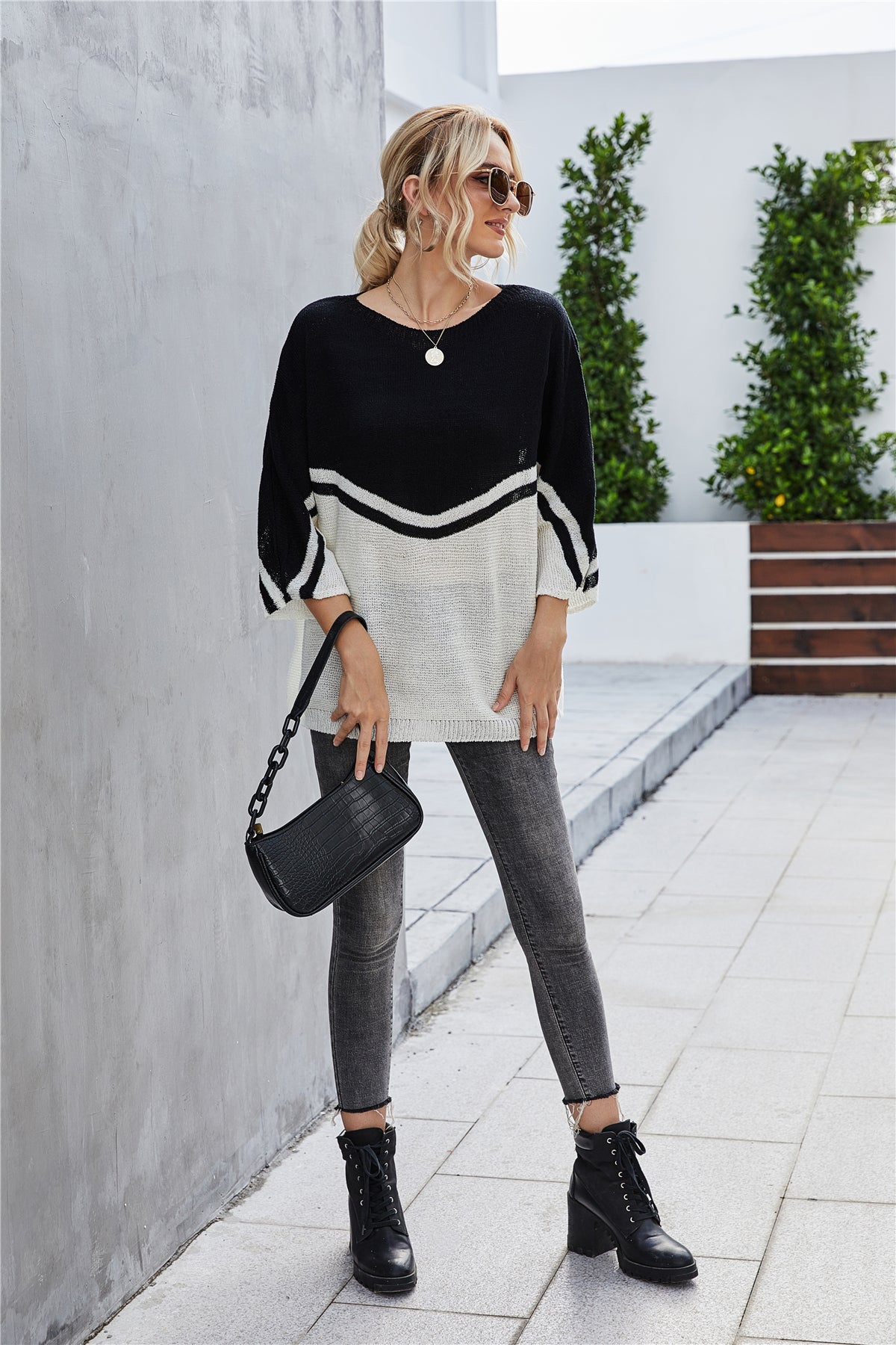 Valenzora Strick Oversize Fledermausärmel Strickpullover