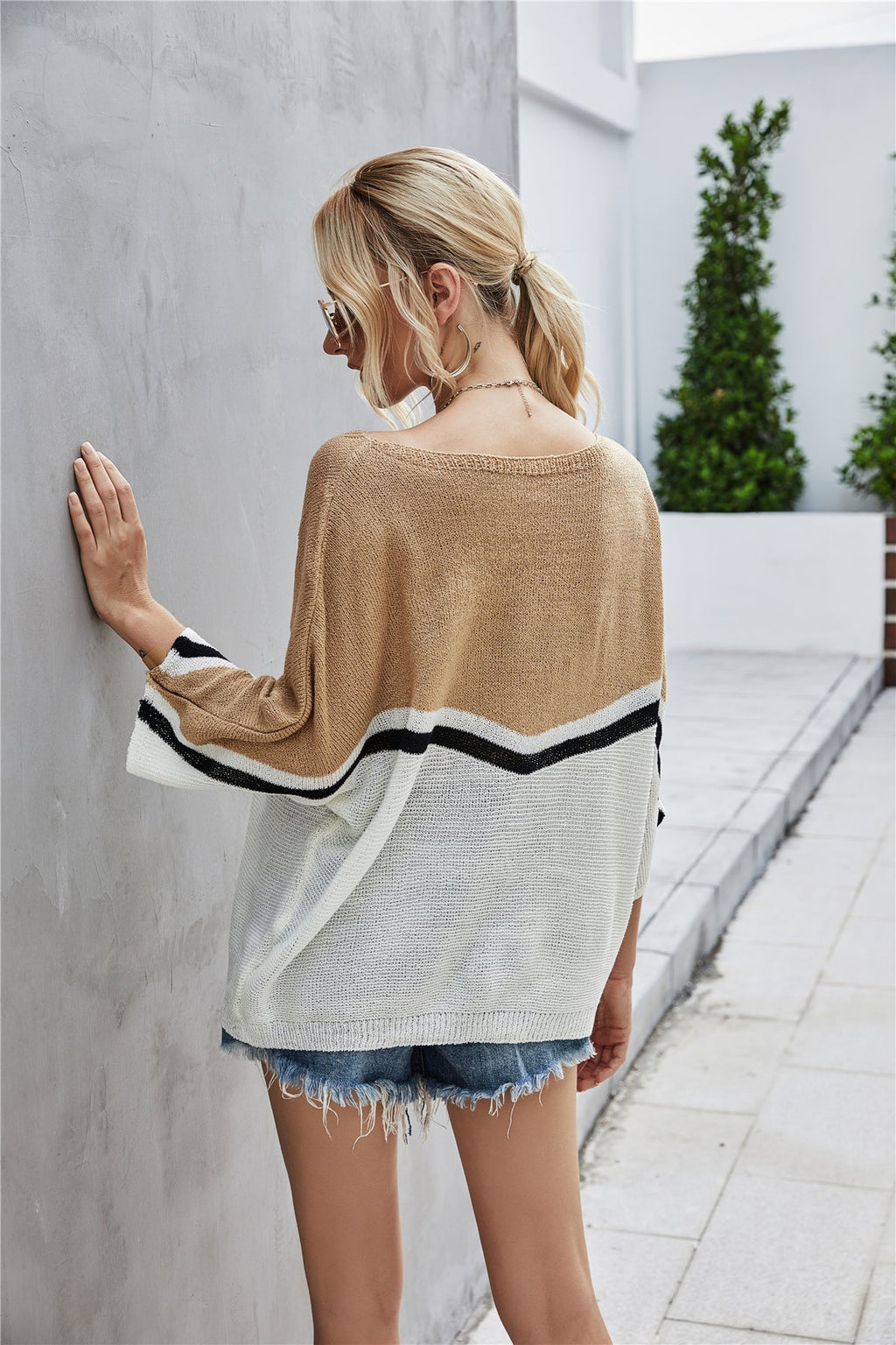 Valenzora Strick Oversize Fledermausärmel Strickpullover