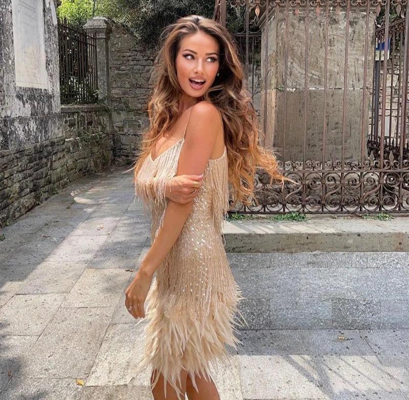 Valenzora | Feather Mini Dress for Women