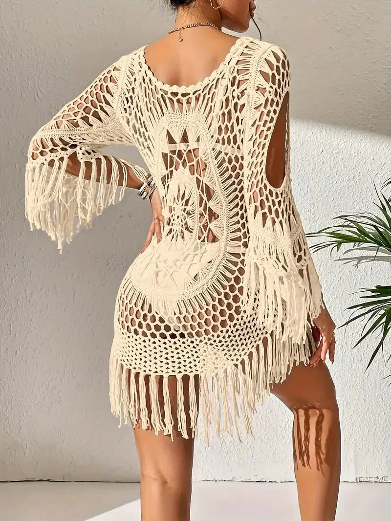 Valenzora | Cover-up Boho Style Long Sleeve Bikini Dress Beach Outfits