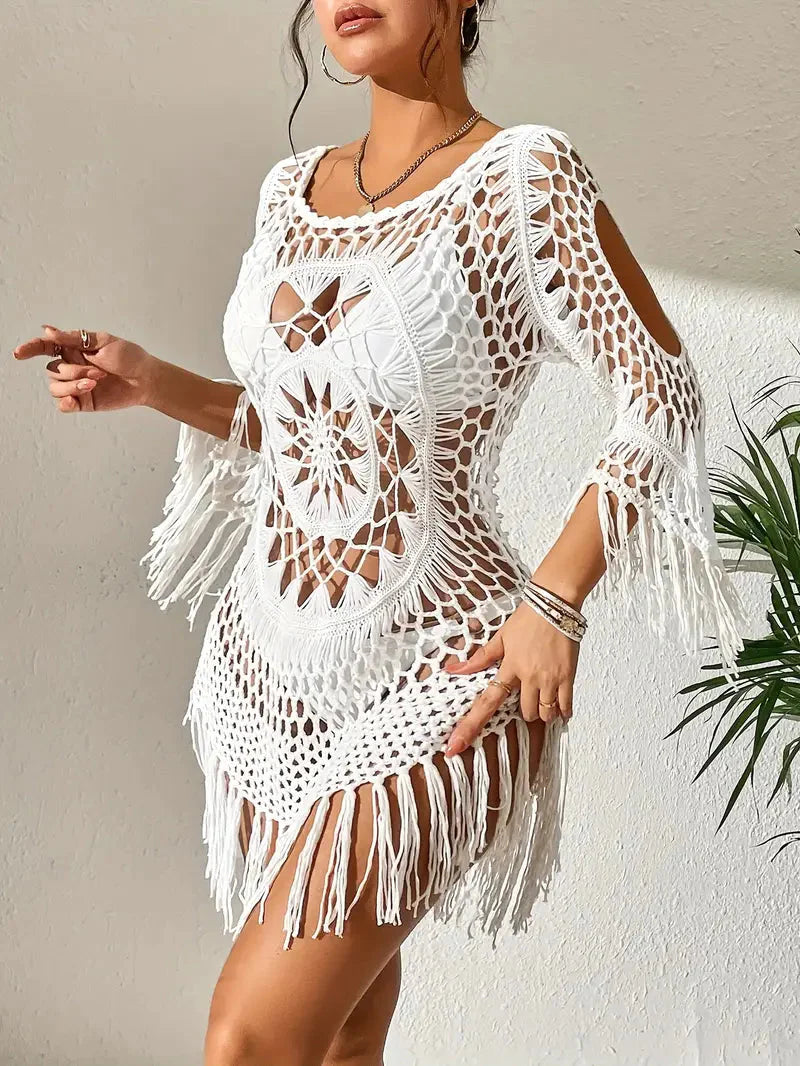 Valenzora | Cover-up Boho Style Long Sleeve Bikini Dress Beach Outfits