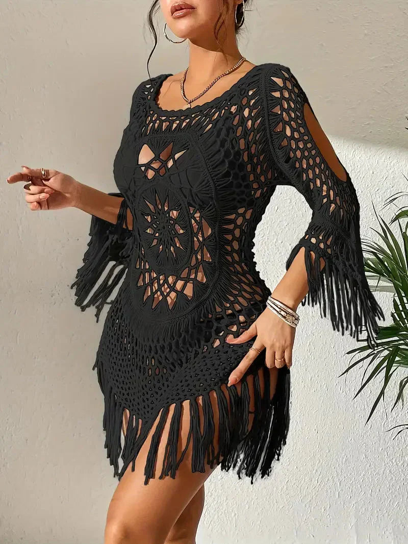 Valenzora | Cover-up Boho Style Long Sleeve Bikini Dress Beach Outfits
