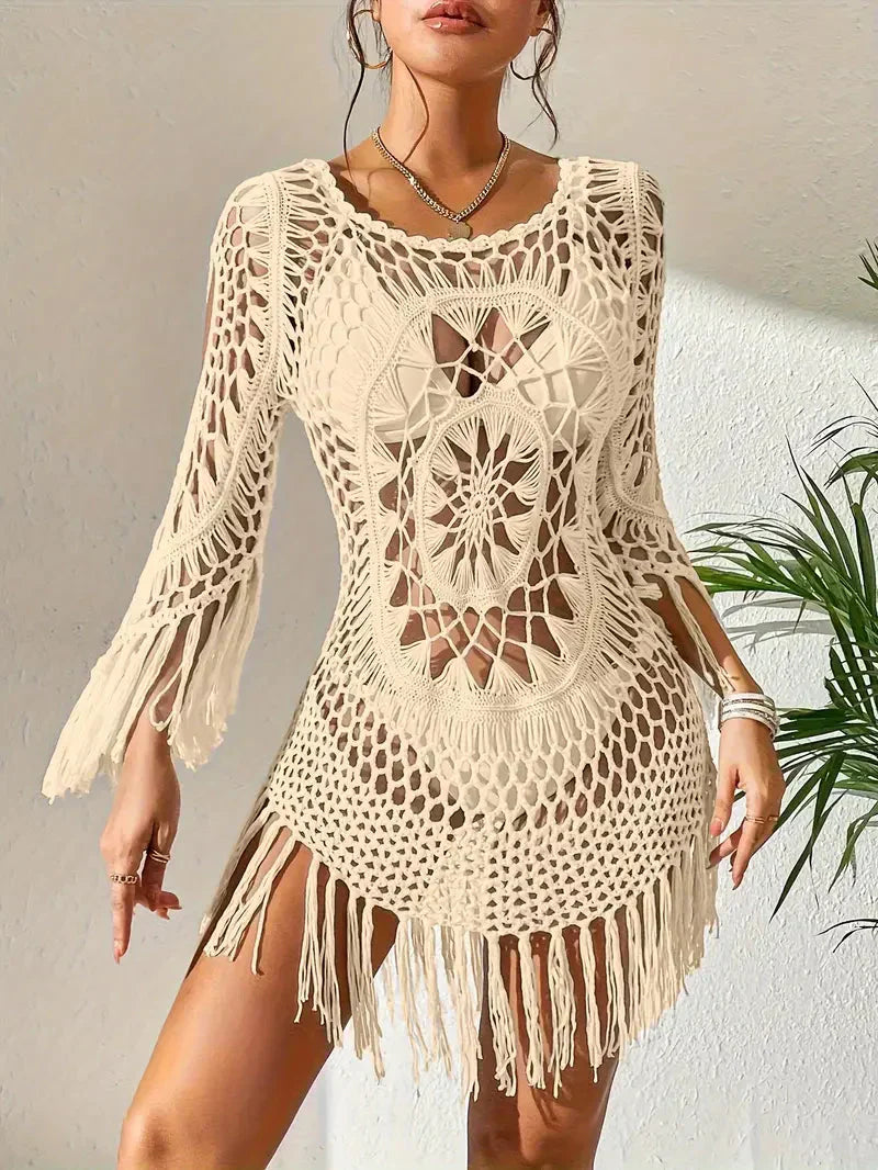 Valenzora | Cover Up Boho Style Long Sleeve Bikini Cover Up Beach Outfits