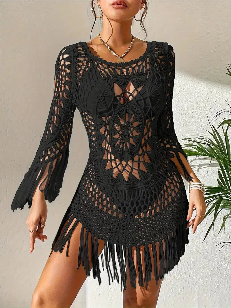 Valenzora | Cover Up Boho Style Long Sleeve Bikini Cover Up Beach Outfits