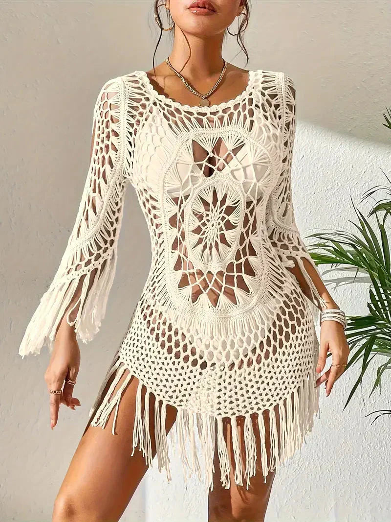 Valenzora | Cover Up Boho Style Long Sleeve Bikini Cover Up Beach Outfits
