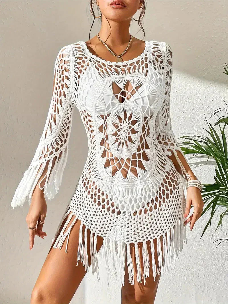 Valenzora | Cover Up Boho Style Long Sleeve Bikini Cover Up Beach Outfits