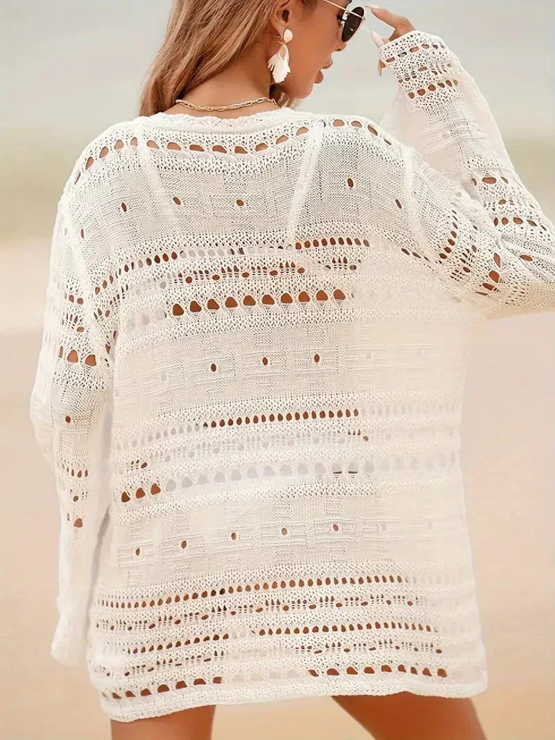 Valenzora | Cover Up Knitted Long Sleeve Knit Dress Bikini Cover Up