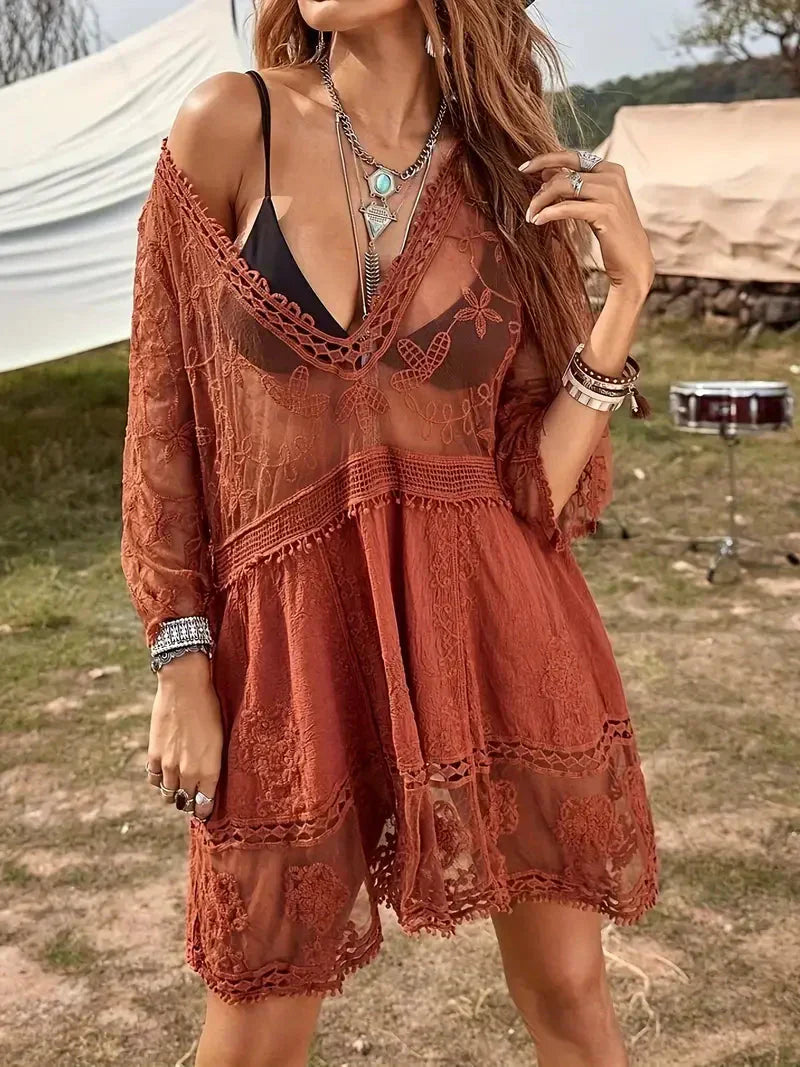 Valenzora | Cover Up Lace Sheer Cover Up Dress Boho Style